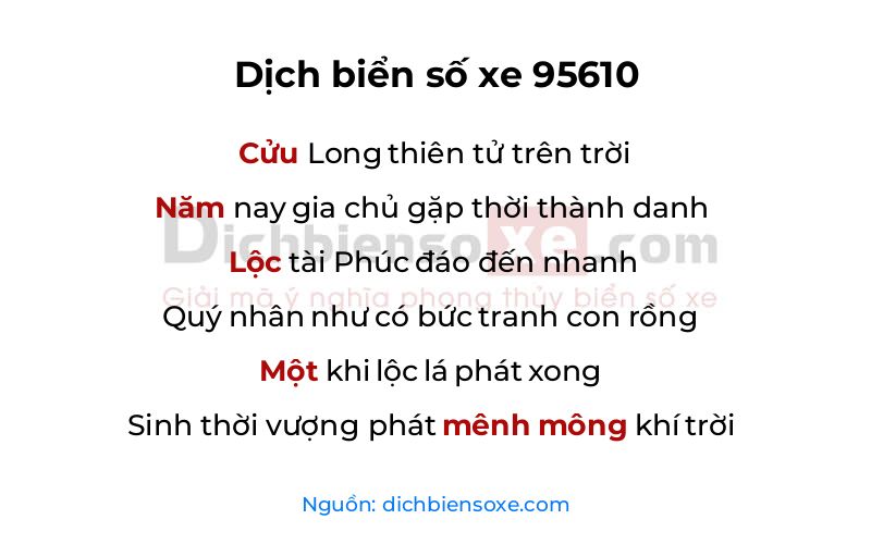 Dịch thơ biển số 95610
