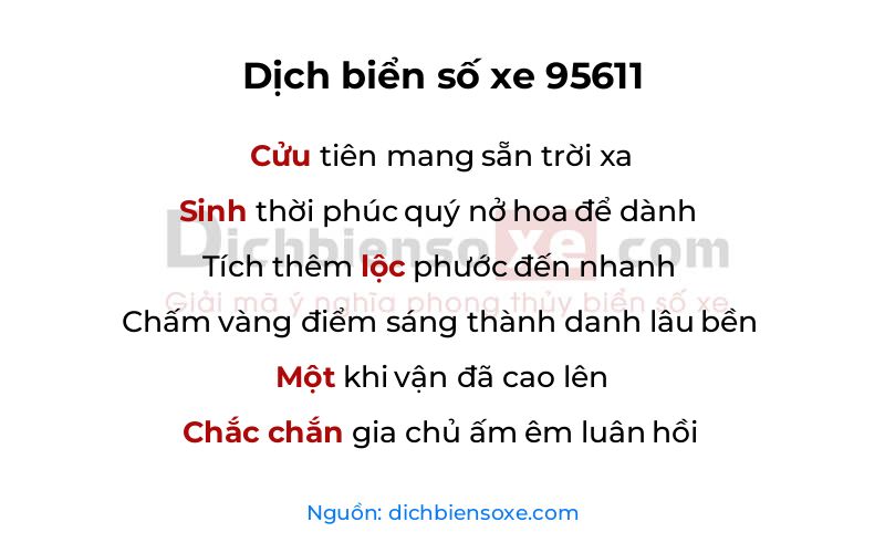 Dịch thơ biển số 95611
