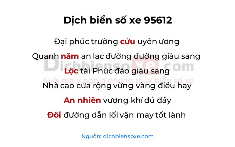 Dịch thơ biển số 95612