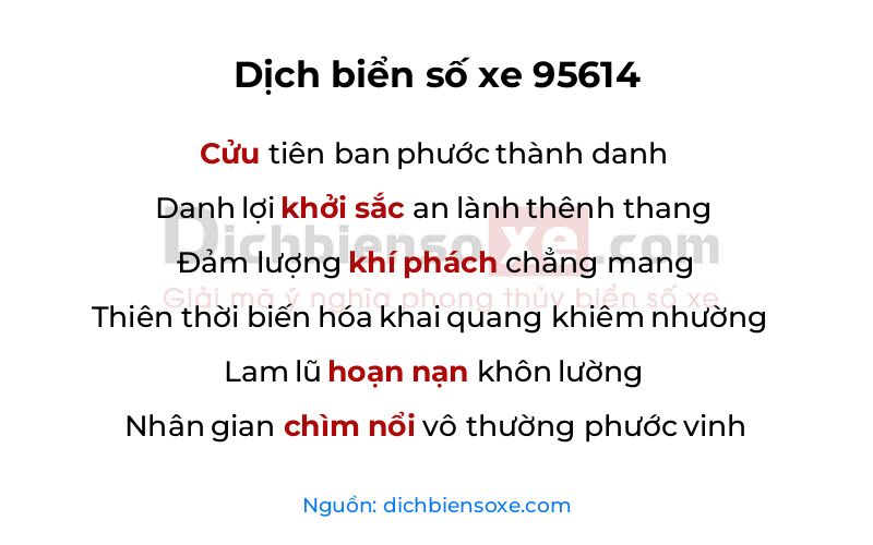Dịch thơ biển số 95614