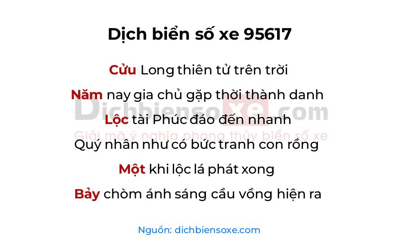 Dịch thơ biển số 95617