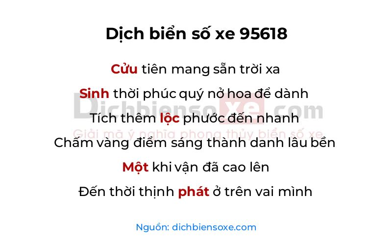 Dịch thơ biển số 95618