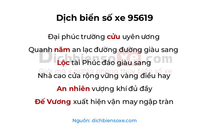 Dịch thơ biển số 95619