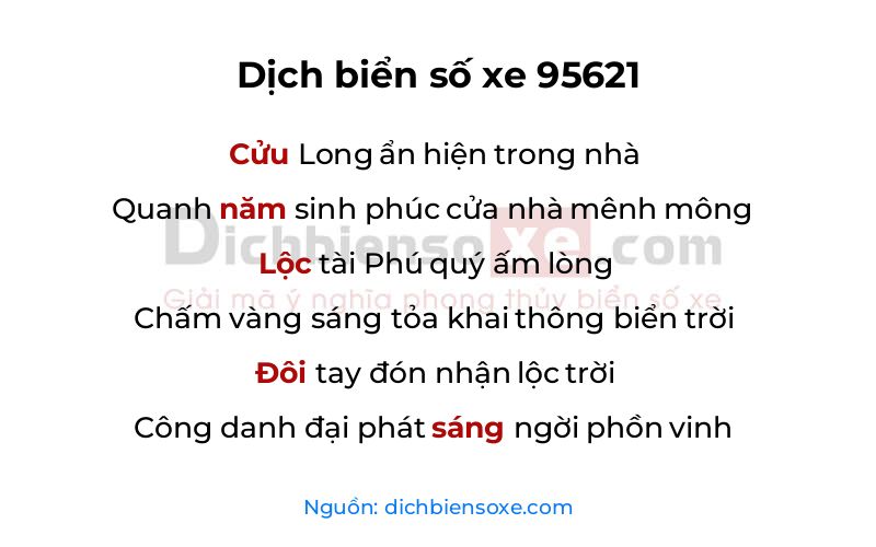 Dịch thơ biển số 95621