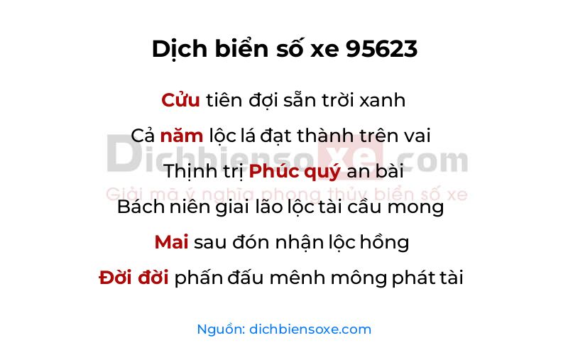 Dịch thơ biển số 95623