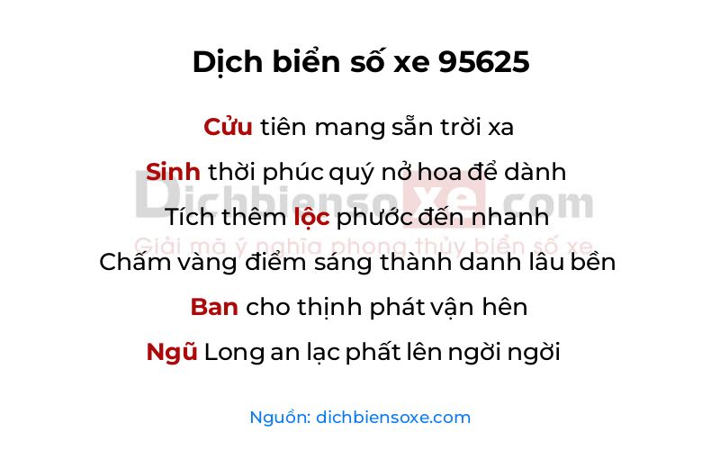 Dịch thơ biển số 95625