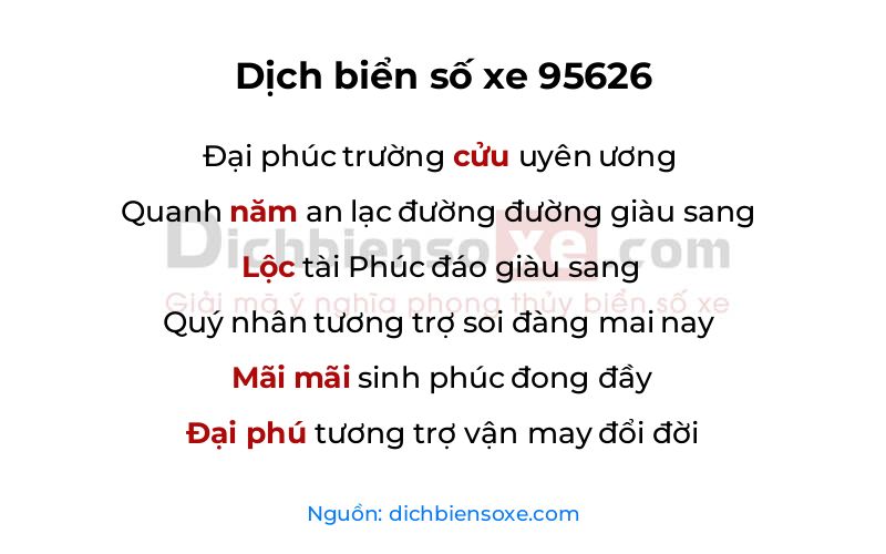 Dịch thơ biển số 95626