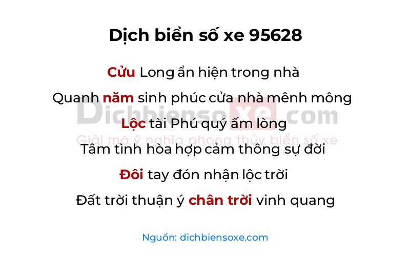 Dịch thơ biển số 95628