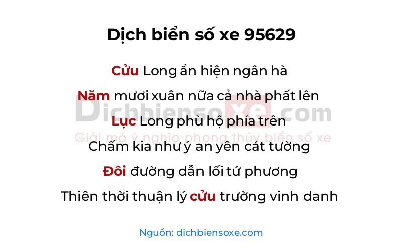 Dịch thơ biển số 95629
