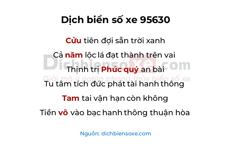 Dịch thơ biển số 95630