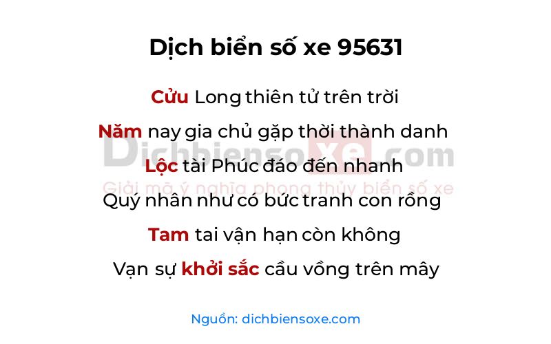 Dịch thơ biển số 95631