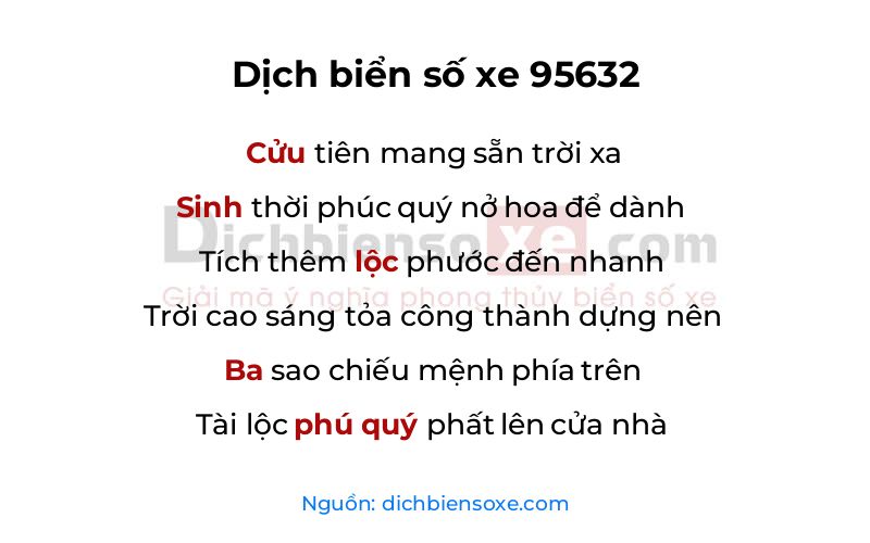 Dịch thơ biển số 95632