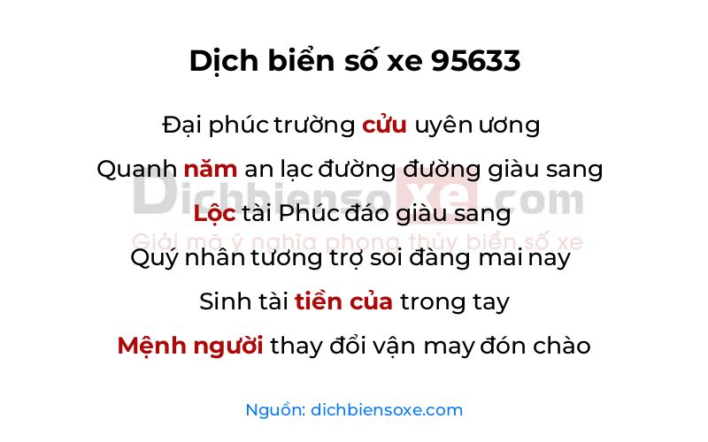 Dịch thơ biển số 95633