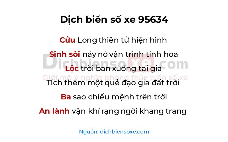 Dịch thơ biển số 95634