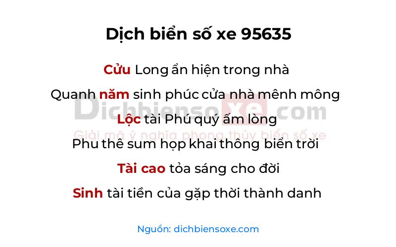 Dịch thơ biển số 95635