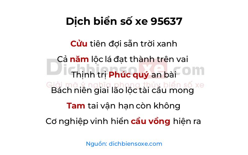 Dịch thơ biển số 95637