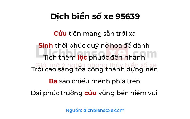 Dịch thơ biển số 95639