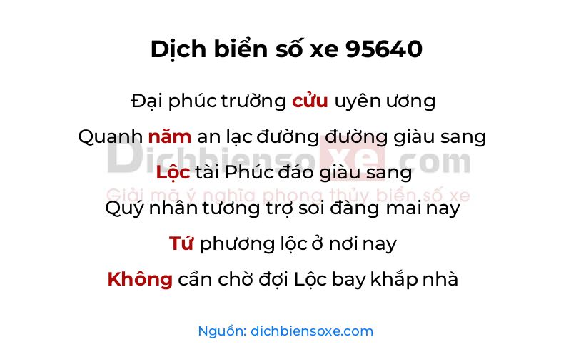 Dịch thơ biển số 95640