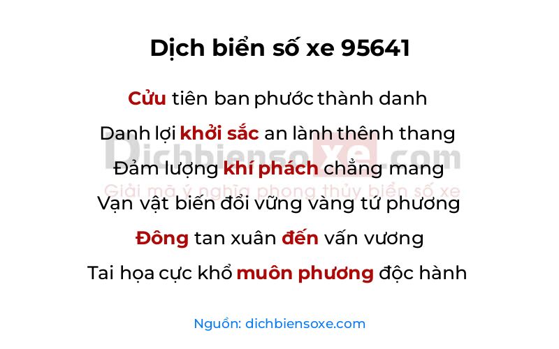 Dịch thơ biển số 95641
