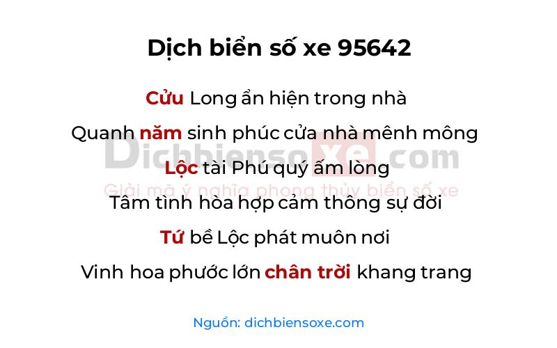 Dịch thơ biển số 95642