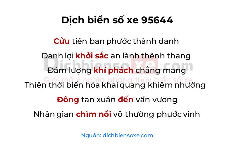 Dịch thơ biển số 95644
