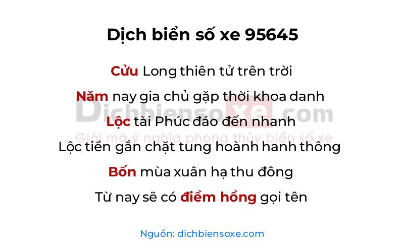 Dịch thơ biển số 95645