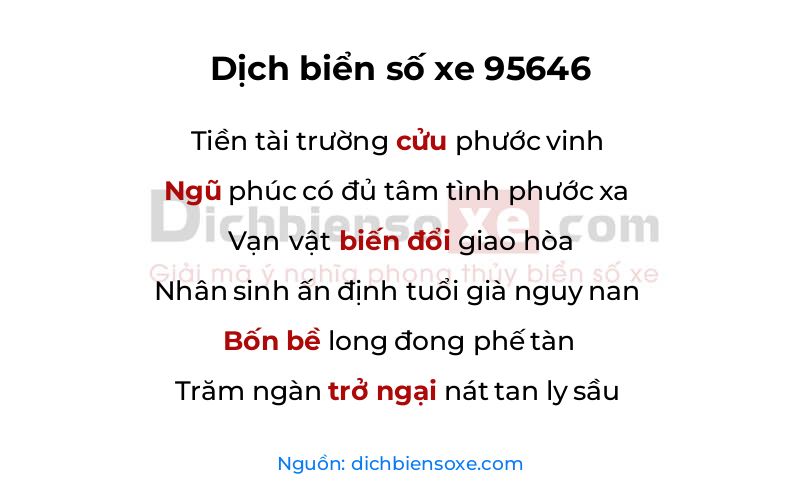 Dịch thơ biển số 95646