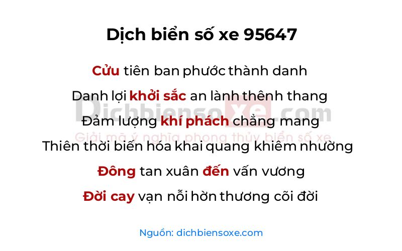 Dịch thơ biển số 95647