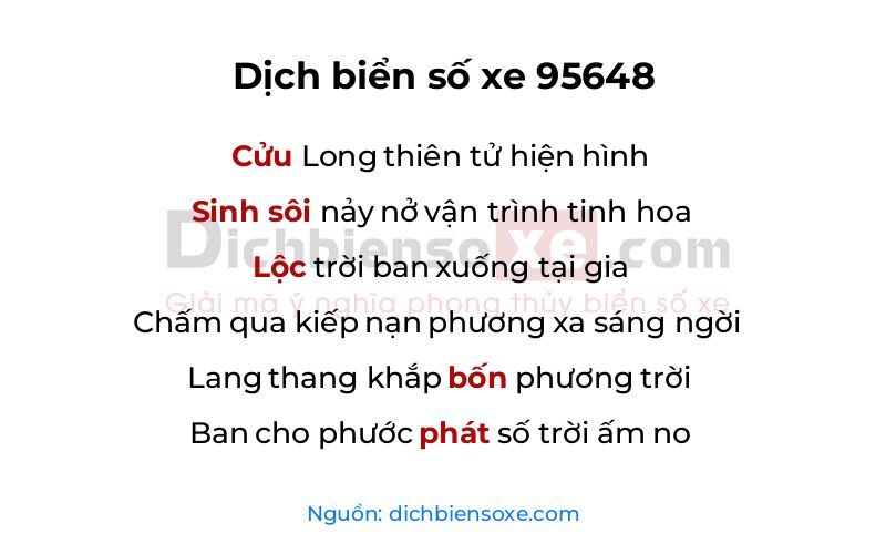 Dịch thơ biển số 95648