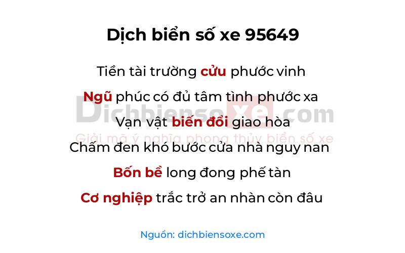 Dịch thơ biển số 95649