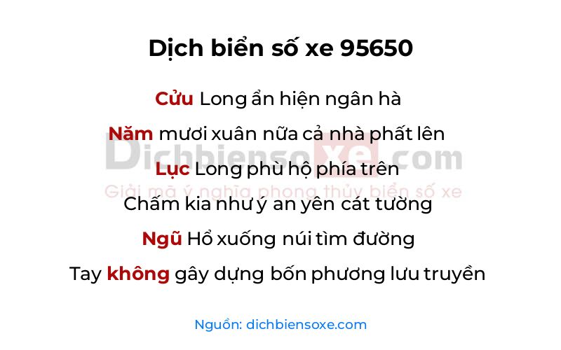 Dịch thơ biển số 95650
