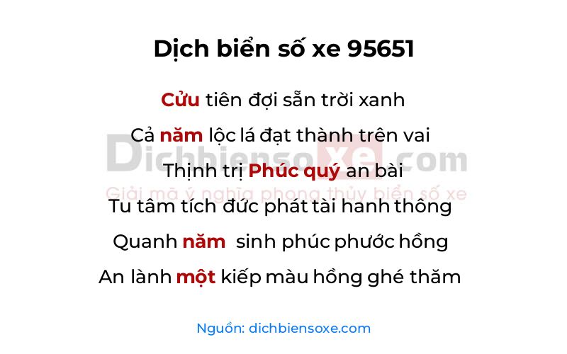 Dịch thơ biển số 95651