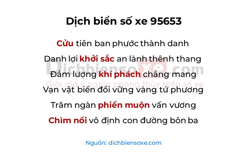 Dịch thơ biển số 95653