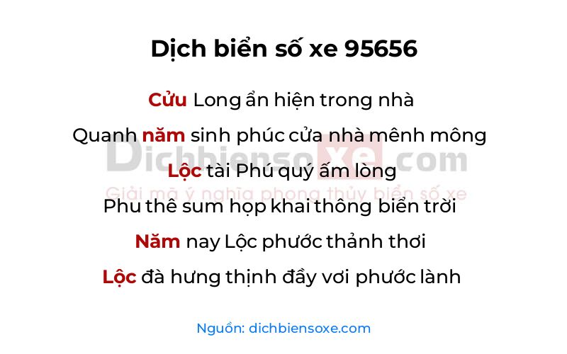 Dịch thơ biển số 95656