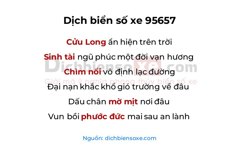 Dịch thơ biển số 95657