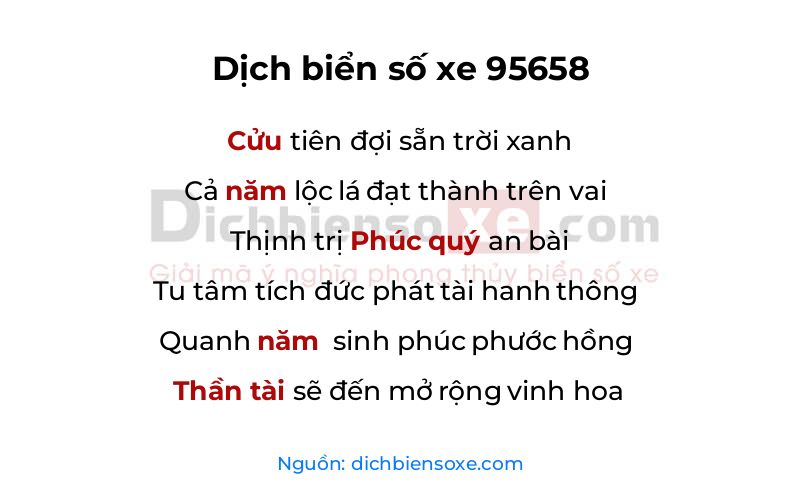 Dịch thơ biển số 95658