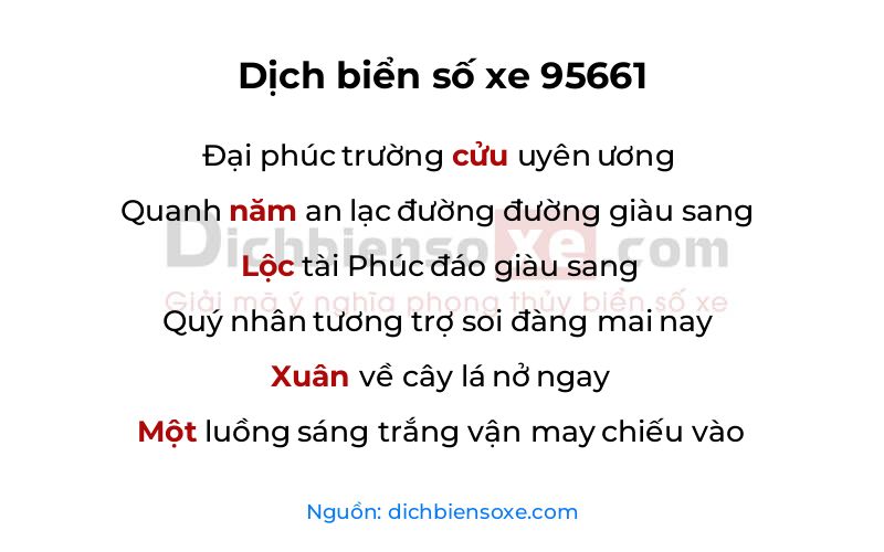 Dịch thơ biển số 95661