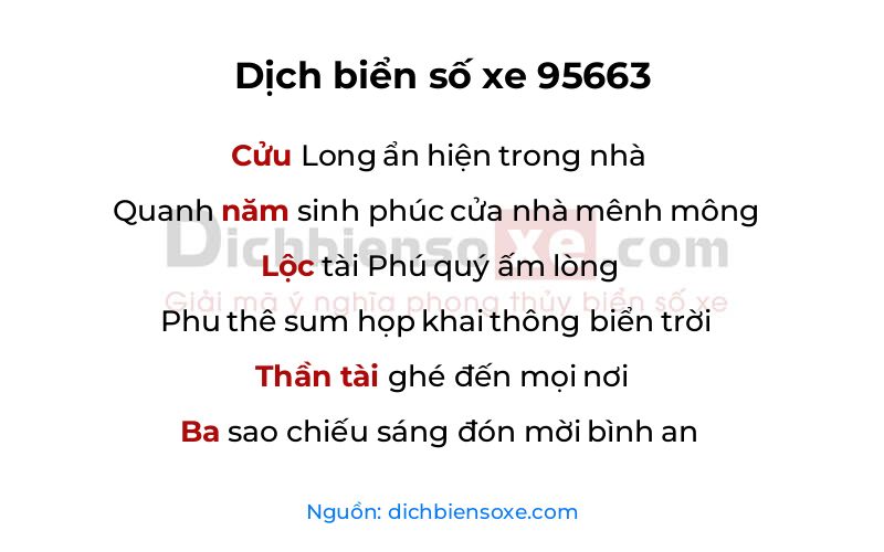 Dịch thơ biển số 95663