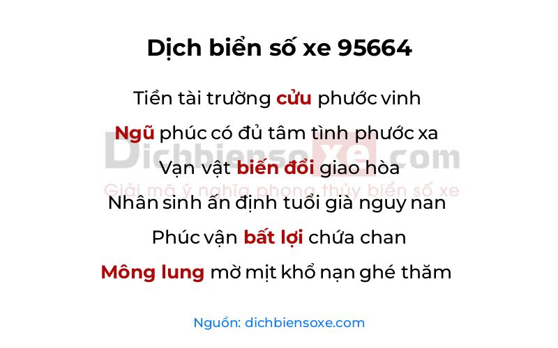 Dịch thơ biển số 95664