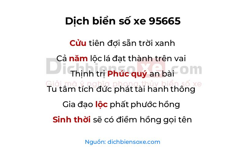Dịch thơ biển số 95665