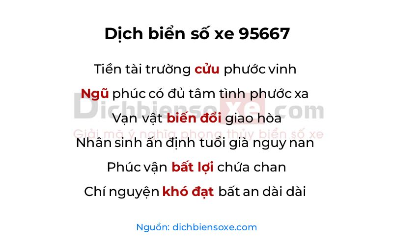 Dịch thơ biển số 95667