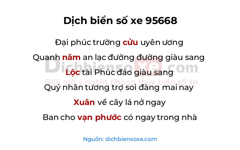 Dịch thơ biển số 95668