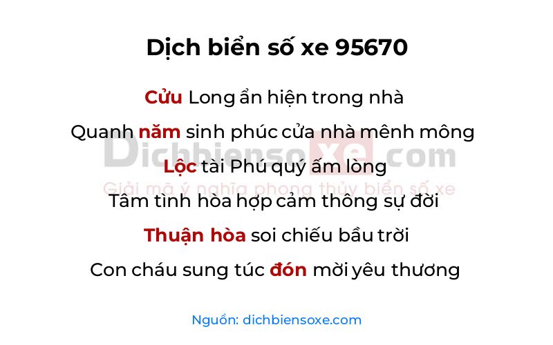 Dịch thơ biển số 95670