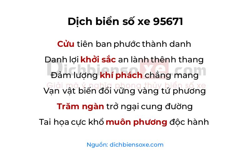 Dịch thơ biển số 95671