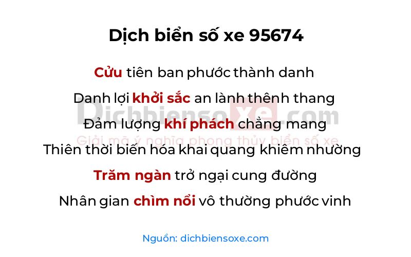 Dịch thơ biển số 95674