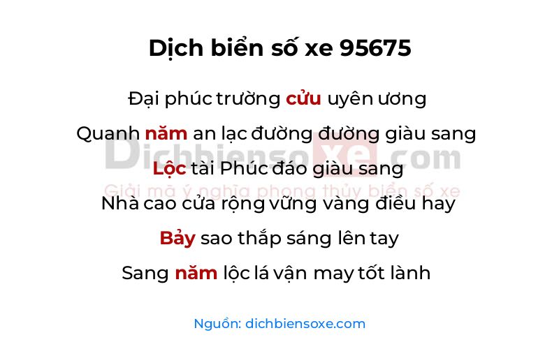 Dịch thơ biển số 95675