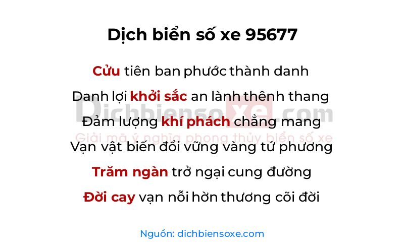 Dịch thơ biển số 95677