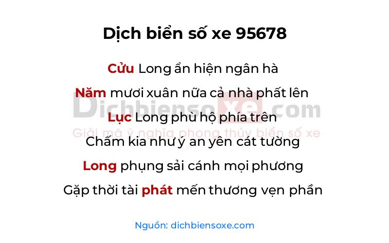 Dịch thơ biển số 95678
