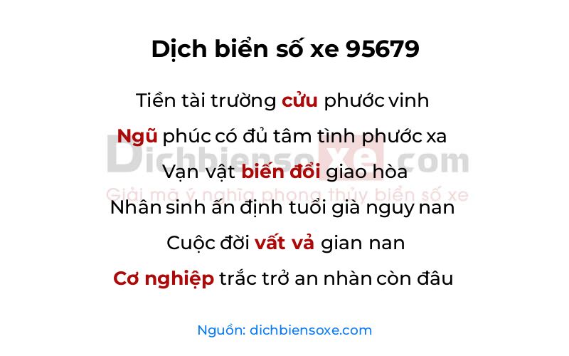 Dịch thơ biển số 95679