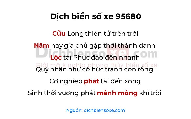 Dịch thơ biển số 95680